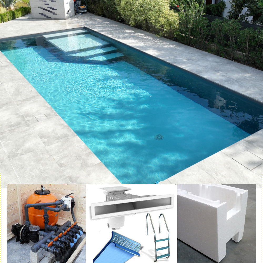 Easy kit Sand Line, kit piscina fai da te 3 x 5 x h 1.50, skimmer sfioratore filtro a sabbia