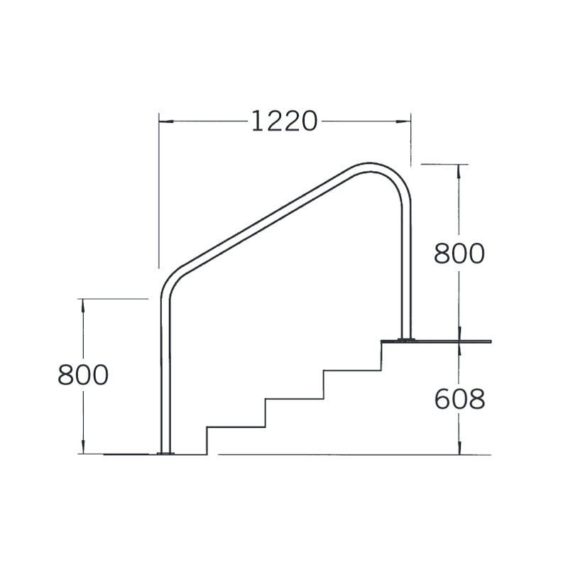 Maniglioni risalita piscina interno / esterno lunghezza 1220 mm Ø 43 mm per cemento Astralpool misure 