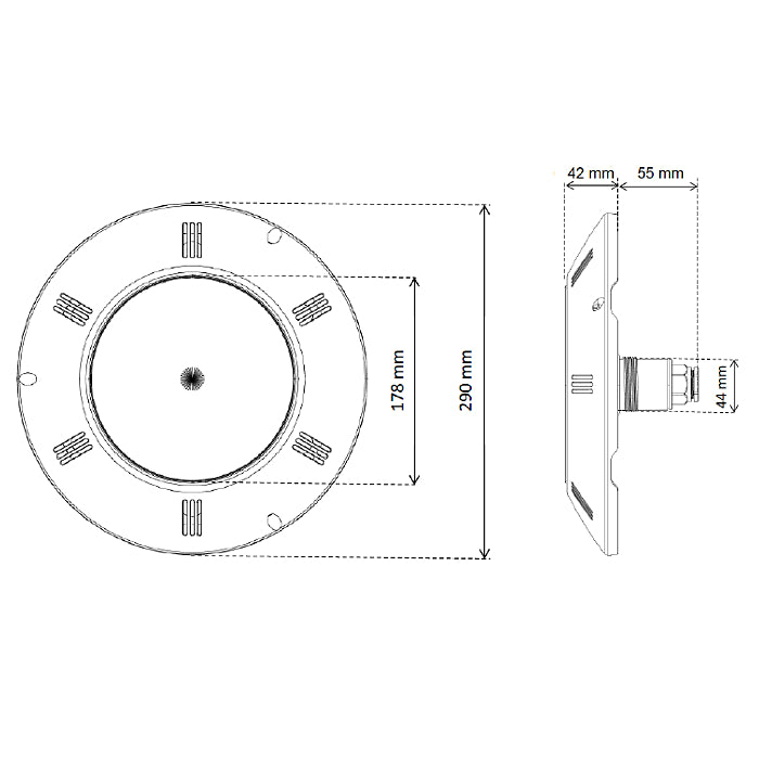 Faro / Lampada / Proiettore piatto universale Seamaid PAR56 30 Led WH 15 W per piscina - misure 