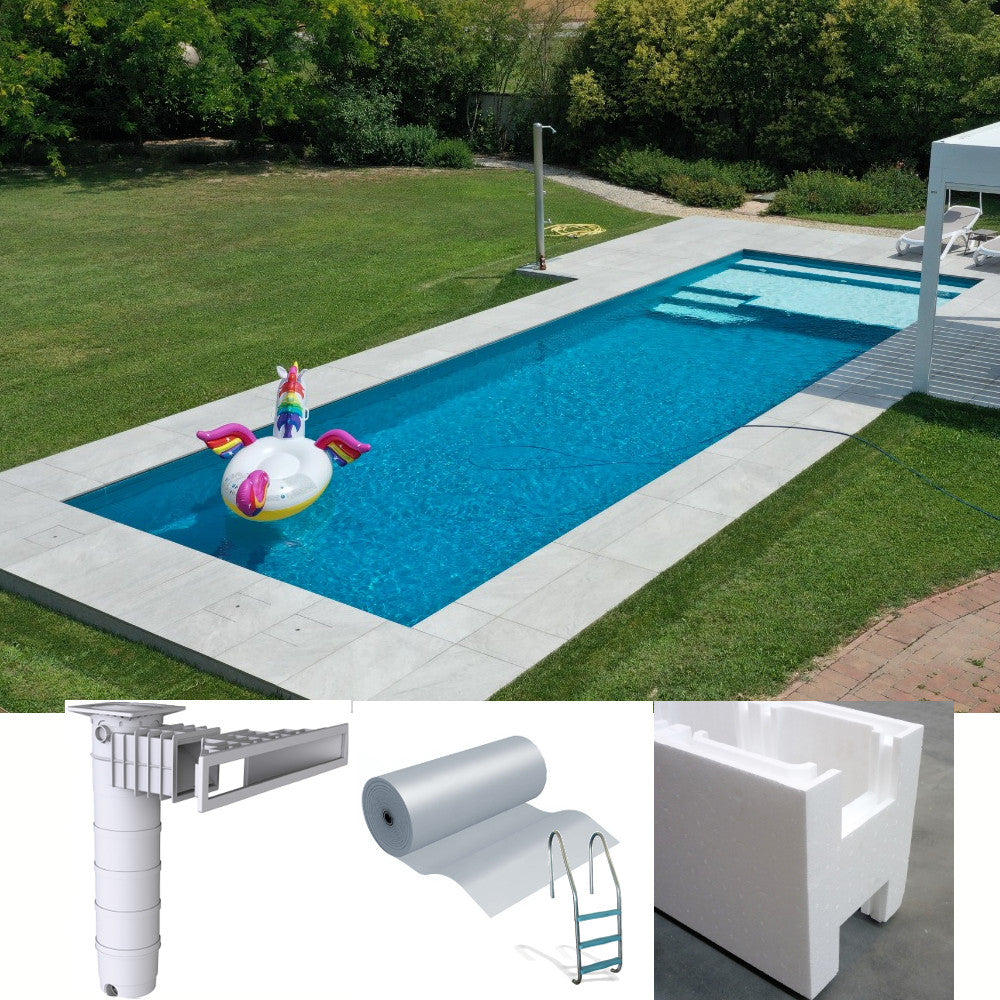 Easy kit Skimmer Kart, kit piscina fai da te 4 x 6 x h 1.50, skimmer sfioratore filtrante