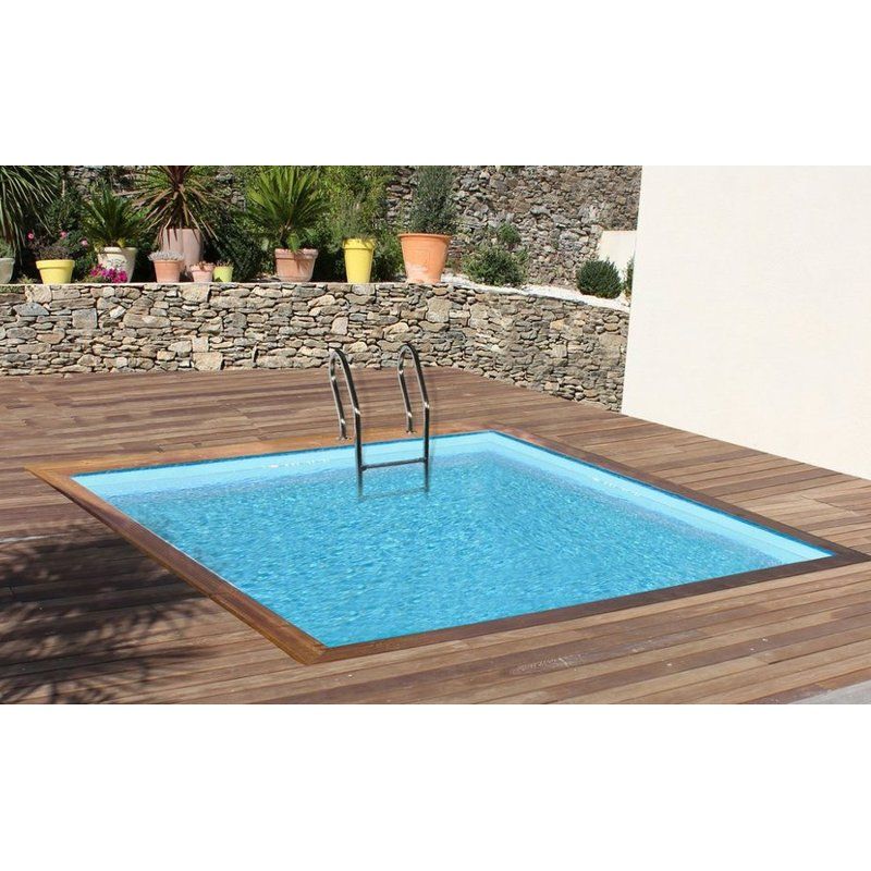 CITY 200 x 200 x h 65 - filtro a CARTUCCIA - piscina fuori terra QUADRATA in legno sistema ad incastro - Gré - interrata