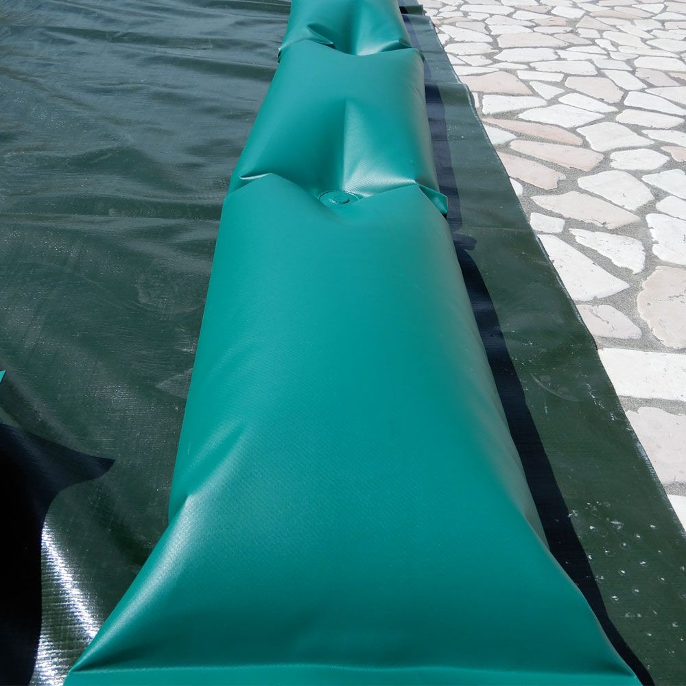 Telo invernale 12 x 6 con tubolari antivento ad appoggio per piscina 11 x 5 - pieno