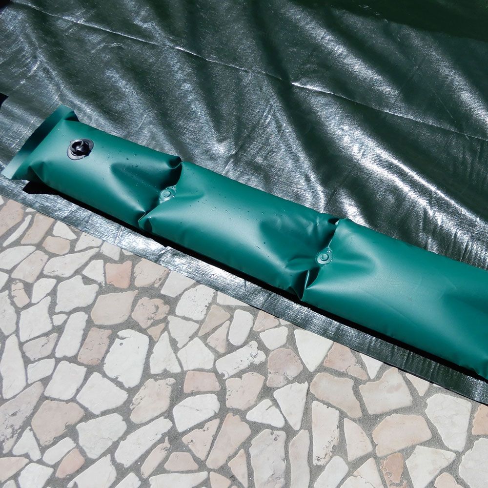 Telo invernale 12 x 6 con tubolari antivento ad appoggio per piscina 11 x 5 - tubolare
