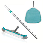 Kit pulizia piscina manuale | asta telescopia + retino + spazzola