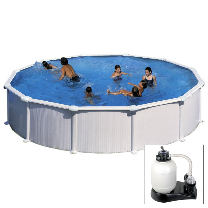 ATLANTIS - Ø 550 x h132 cm - filtro SABBIA - piscina fuoriterra rigida in acciaio colore bianco Dream Pool - Grè