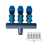 Colector modular de PVC - PN16 Ø 90 5XØ1 1/2" con conexión trasera de Ø 2" - Pool's