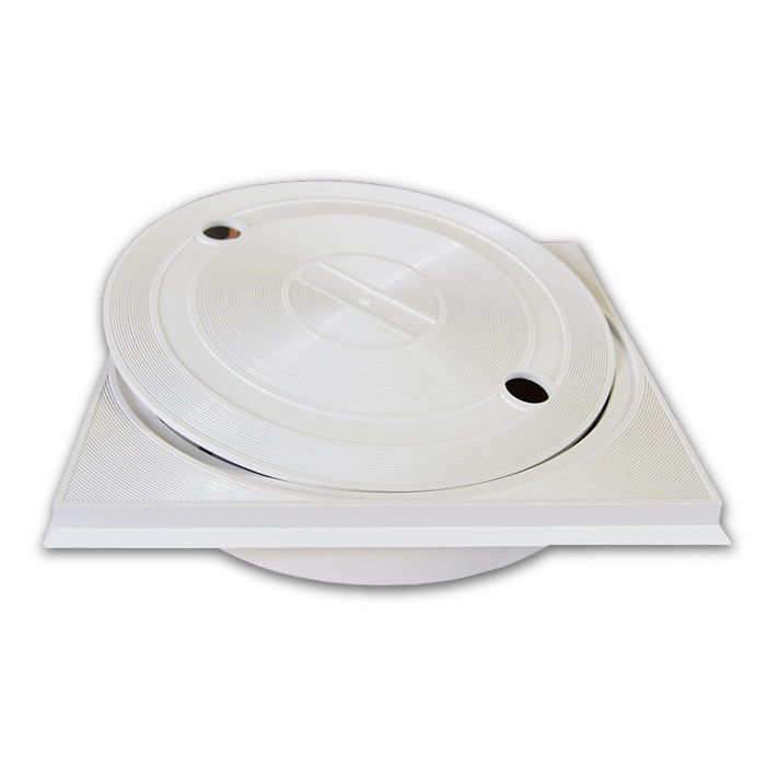 Coperchio rotondo completo di cornice quadrata per skimmer Pool's colore bianco