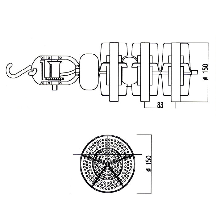 Corsia galleggiante frangionda da 50 mt MAXI-ANTI/O Patentverwag disegno tecnico