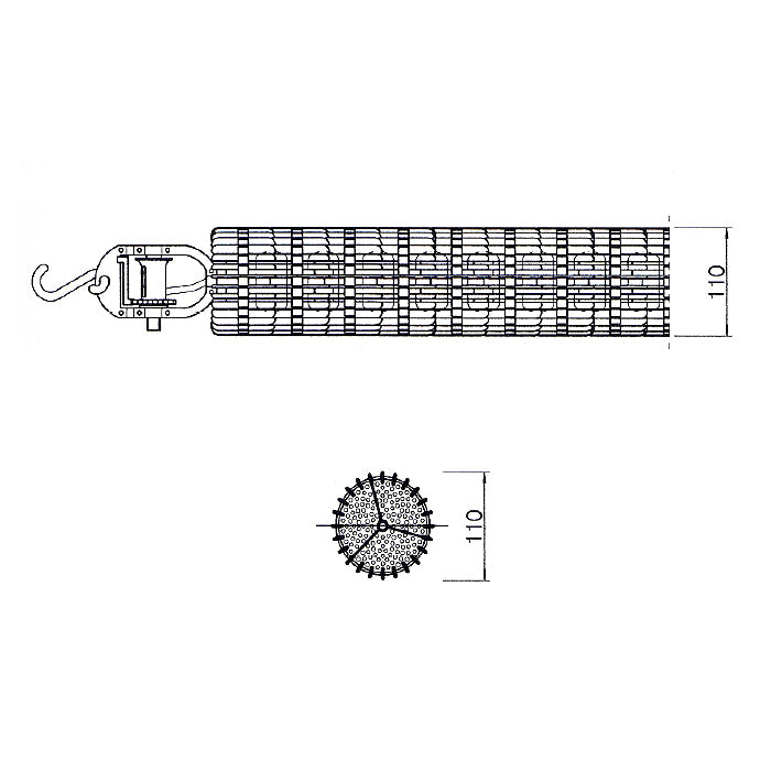 Corsia galleggiante COMP/S/110 da 25 m Ø 110 mm frangionda antinfortunio Patentverwag dettaglio tecnico