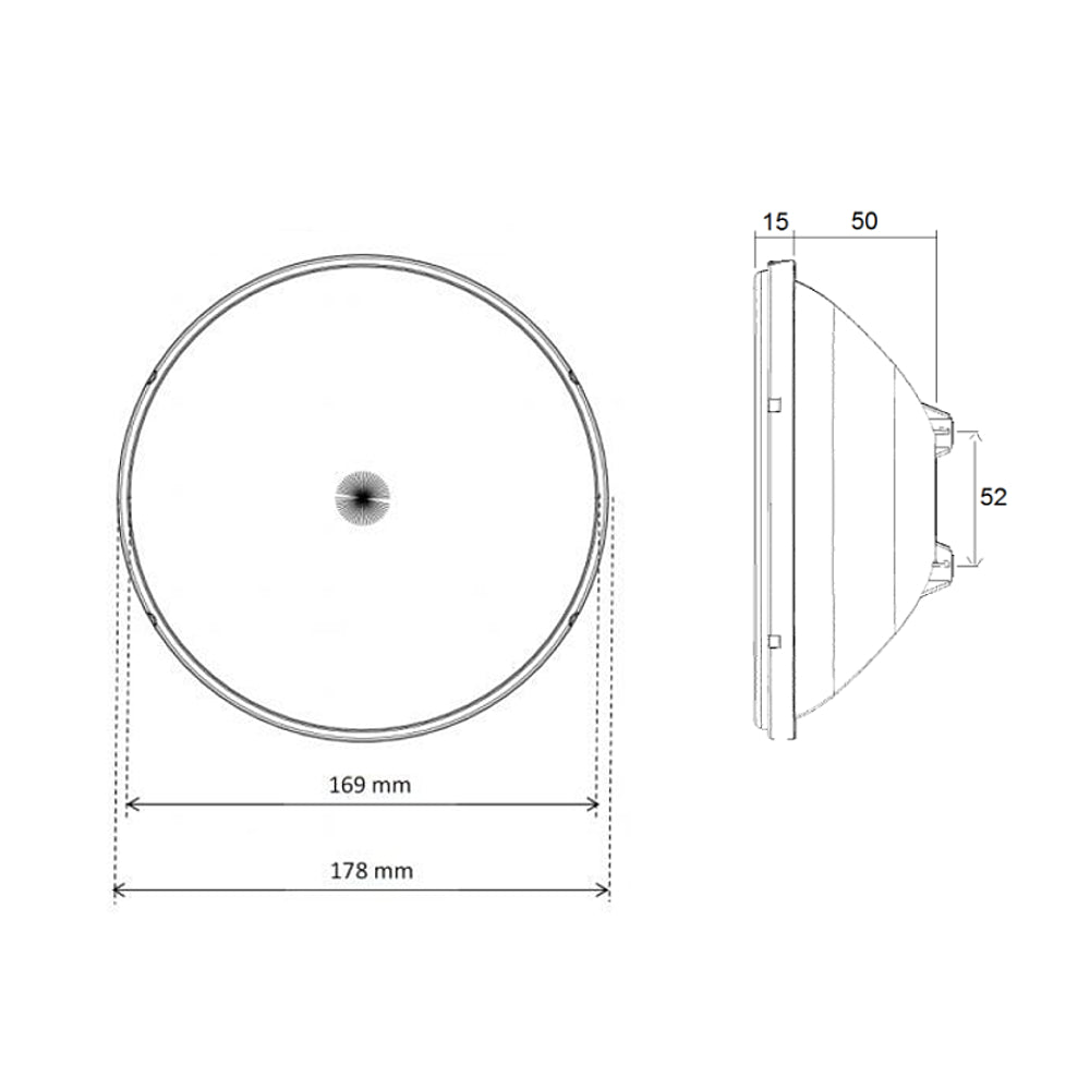 Lampada faro per piscina standard PAR56 Seamaid, 60 Led bianco 13W, particolare tecnico