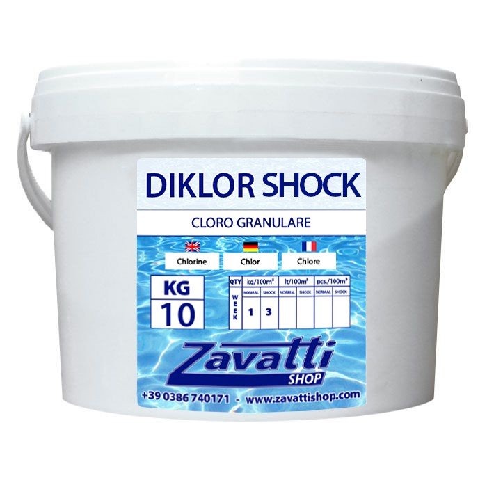 10 Kg Diklor Shock - cloro granulare per piscina