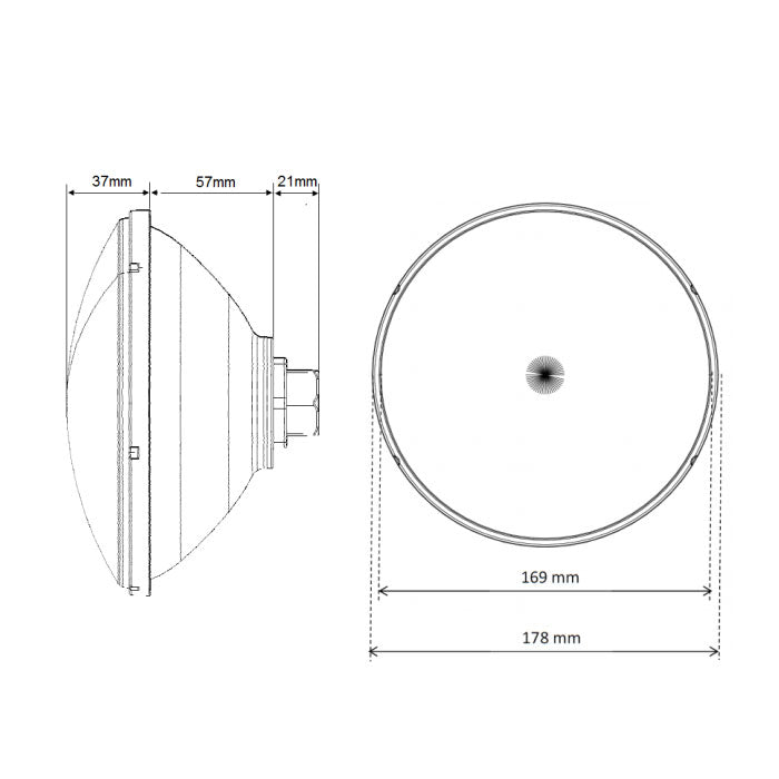Lampada a led Seamaid High Power RGB Ecoproof con telecomando PAR56 - 36 Led 30W - dimensioni