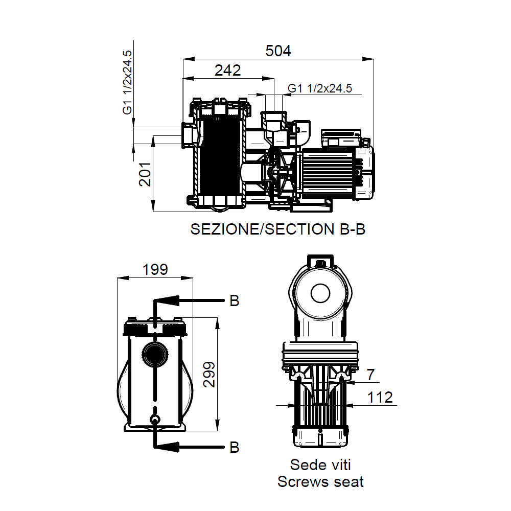 dimensioni pompa filtrazione easysand wp19000