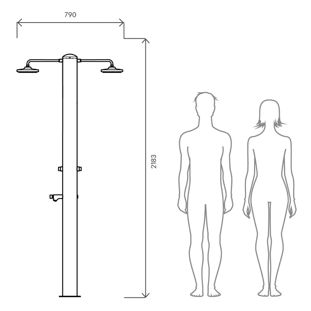Multi doccia da esterno MUL-2 Solarjet Tecnocontrol Ati dimensioni