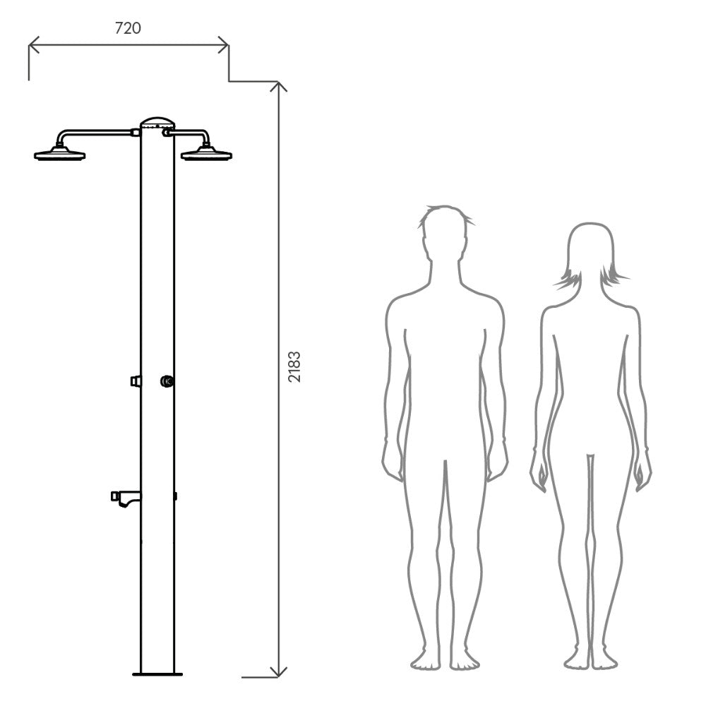 Multi doccia da esterno MUL-3P Solarjet Tecnocontrol Ati dimensioni