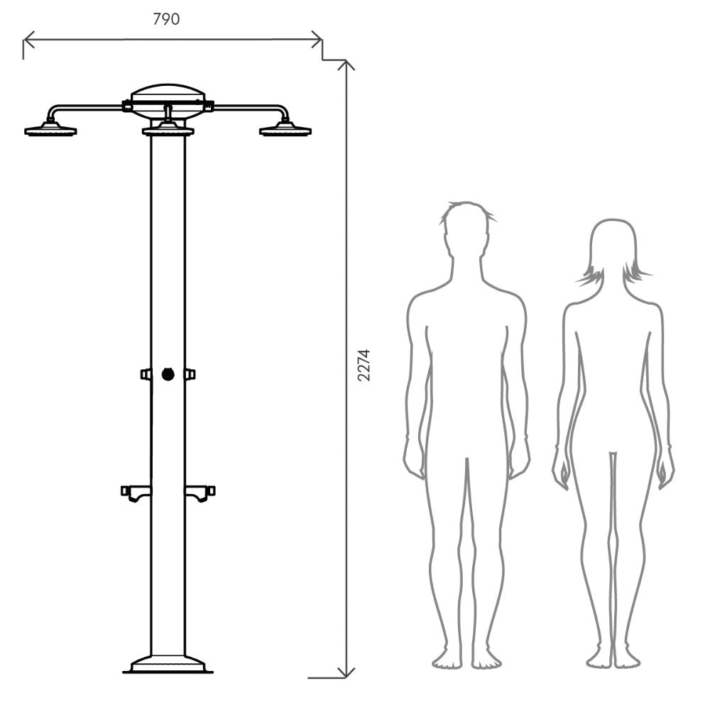 Multi doccia da esterno MUL-4P Solarjet Tecnocontrol Ati dimensioni