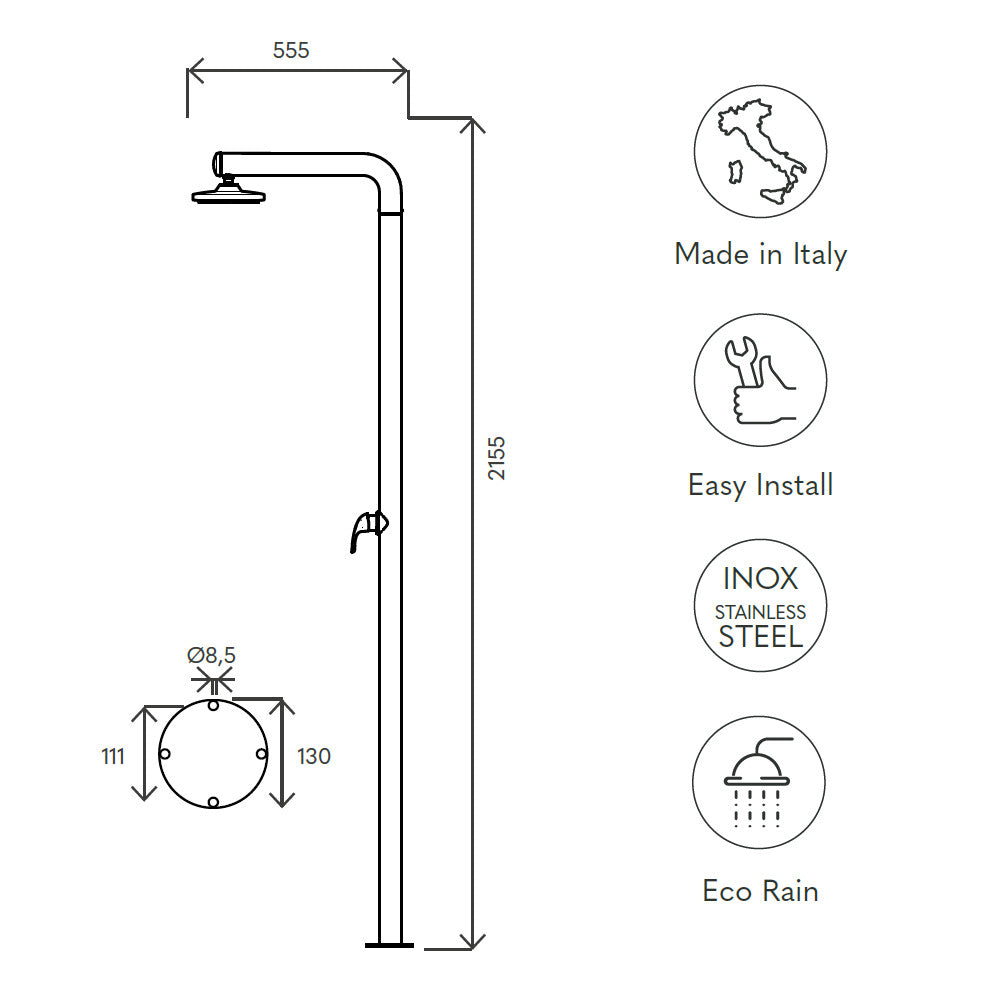 Doccia da esterno STILO Solarjet Tecnocontrol Ati scheda tecnica