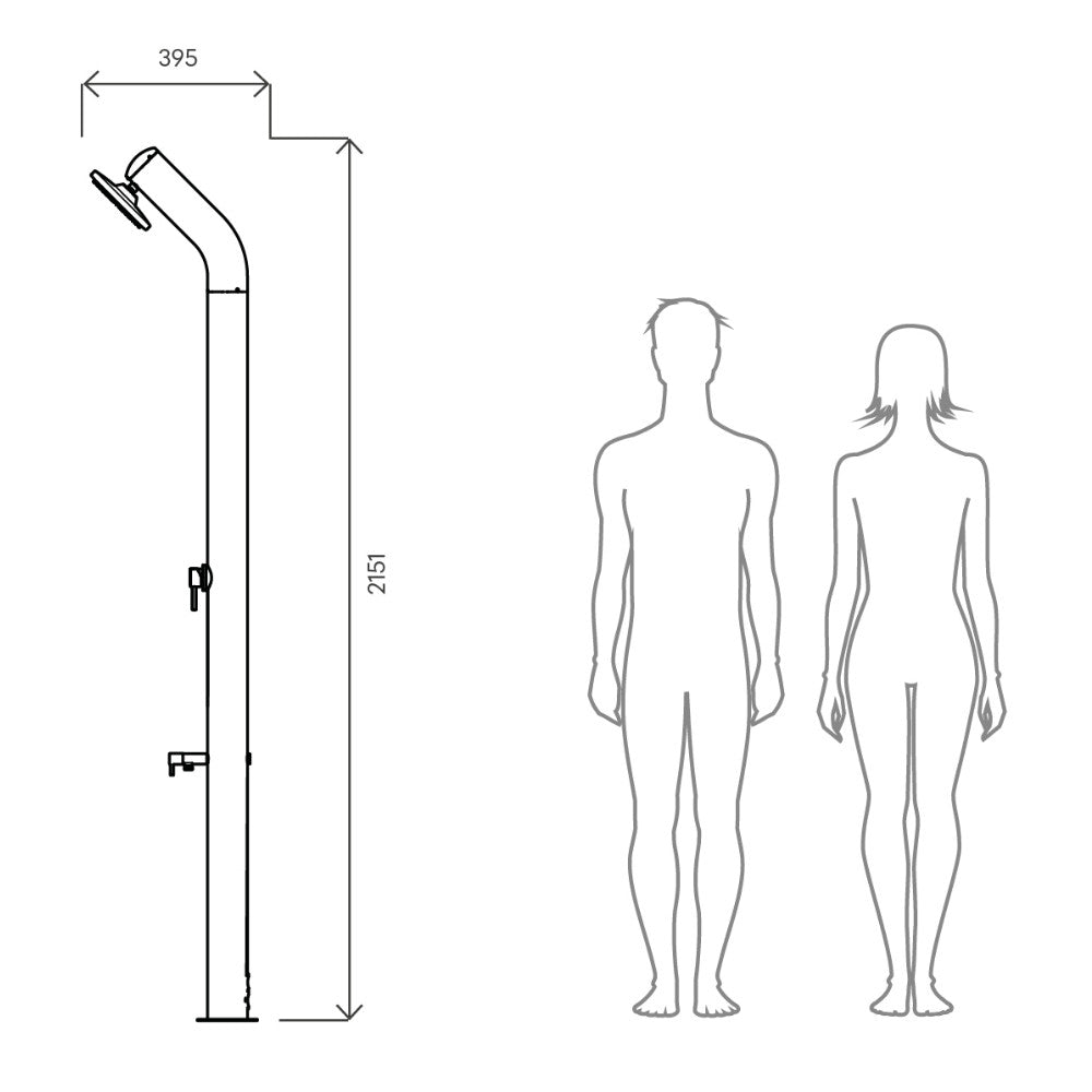 Doccia da esterno UNI-1 Solarjet Tecnocontrol Ati dimensioni