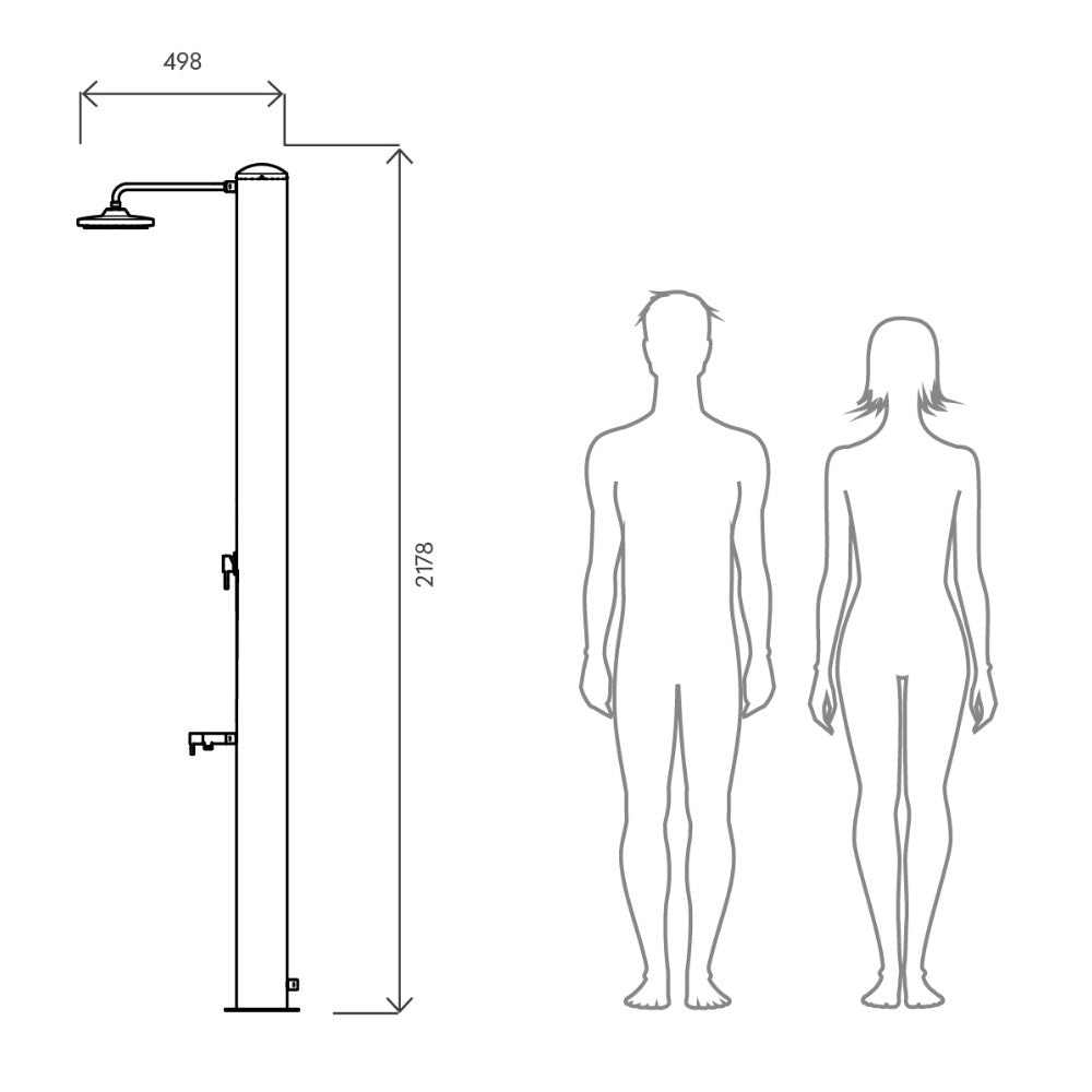 Doccia solare da esterno SOL-G4625 Eco Rain Ati dimensioni