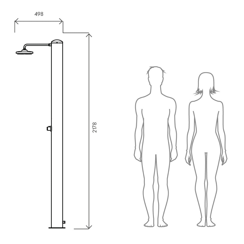 Doccia solare da esterno SOL-TGN Eco Rain Ati dimensioni