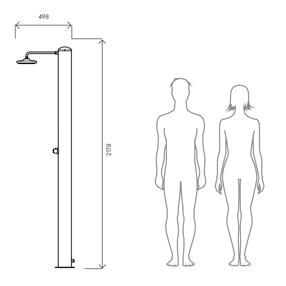 Doccia solare da esterno SOL-TGP Eco Rain Ati dimensioni
