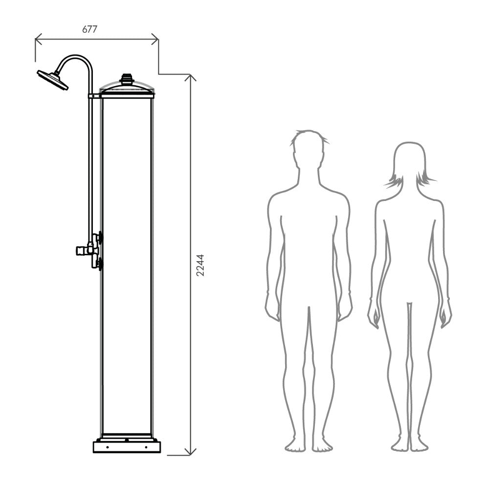 Doccia solare da esterno SOL-TM Solarjet Tecnocontrol Ati dimensioni