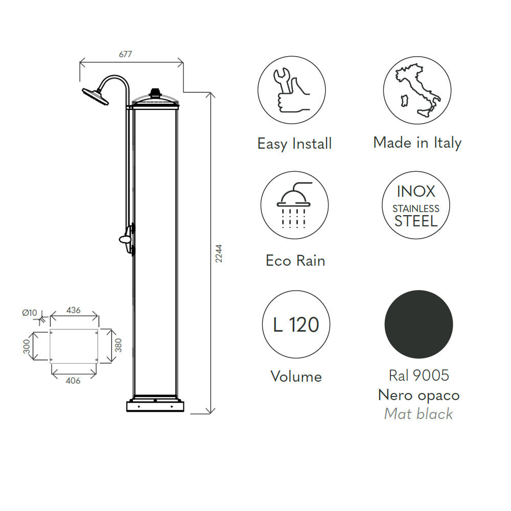 Doccia solare da esterno SOL-TM Solarjet Tecnocontrol Ati scheda tecnica