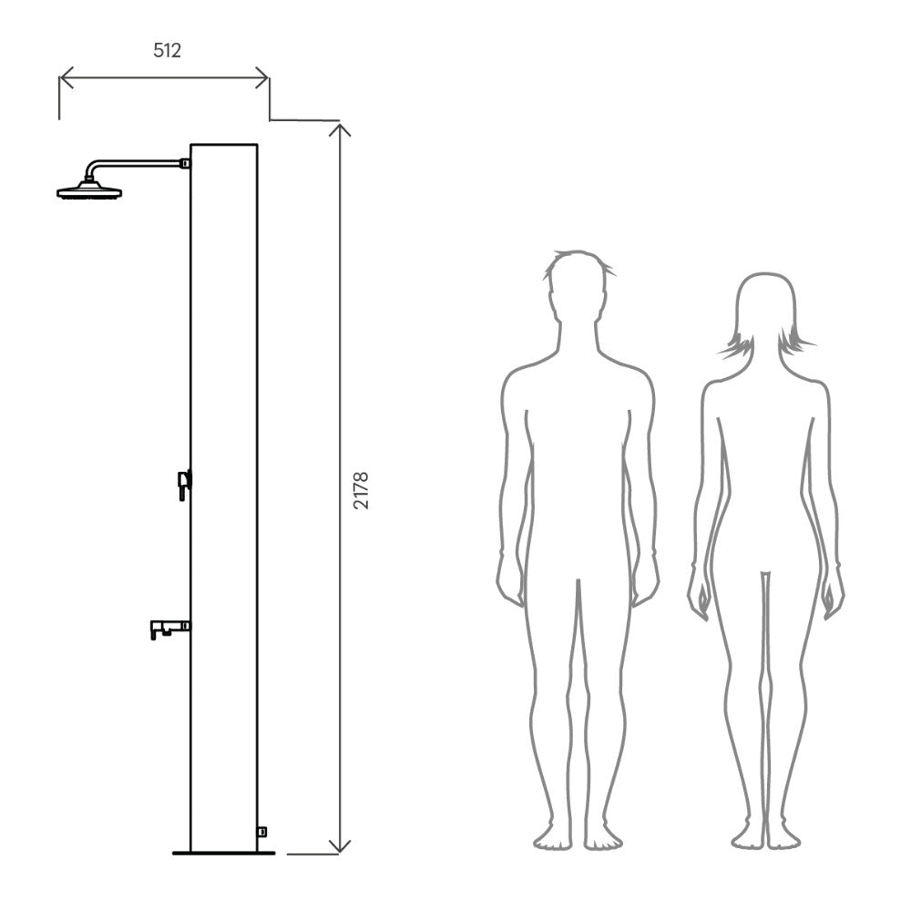 Doccia solare da esterno SOL-XN Eco Rain Ati dimensioni