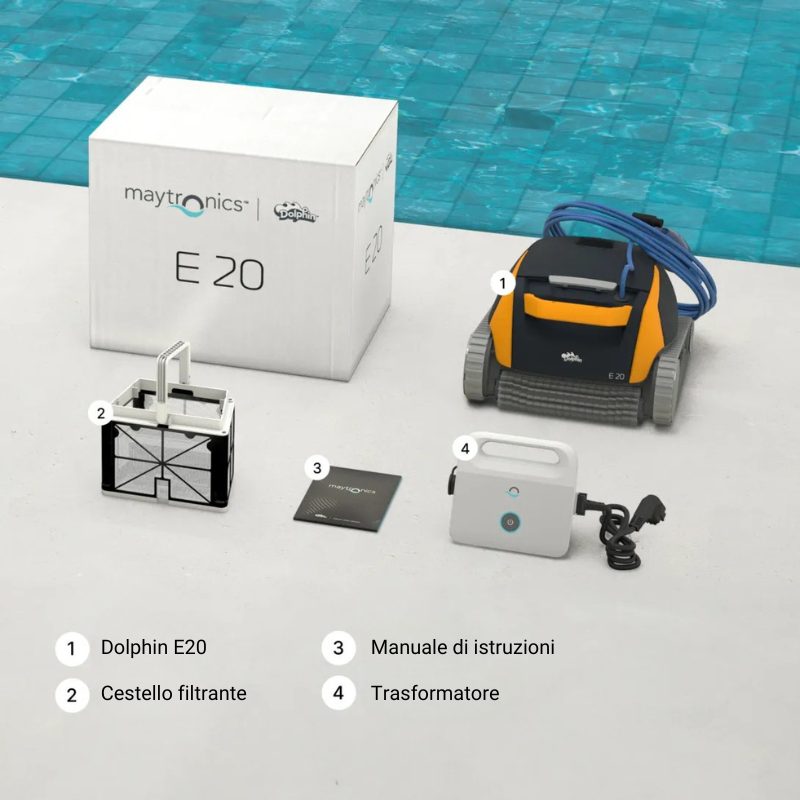 Robot piscina Dolphin E20 - contenuto della scatola