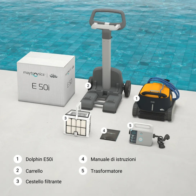 Robot piscina Dolphin E50i - contenuto della scatola