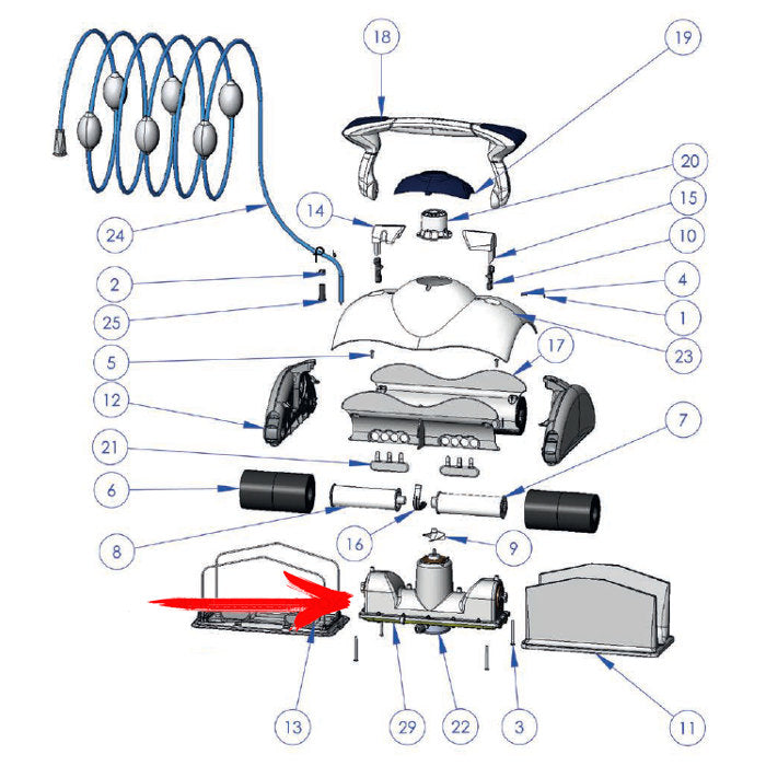 Zodiac W1508C - Blocco motore per CYBERNAUT / LAZERNAUT esploso