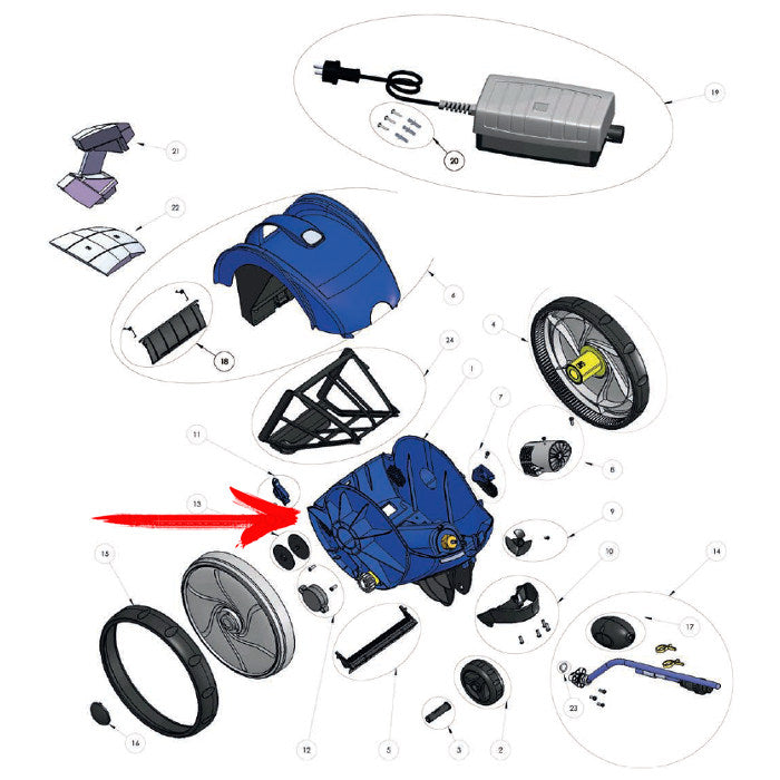 Blocco motore Zodiac Vortex 1 esploso