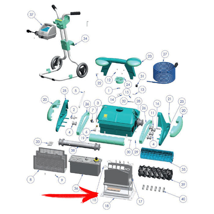 Gruppo porta sacco filtro completo per Robot Zodiac - esploso