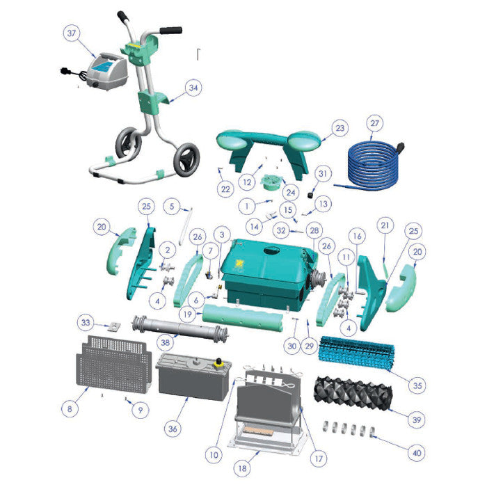 Blocco motore per robot Zodiac Indigo - esploso