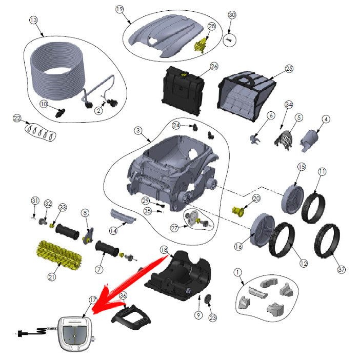 Trasformatore / quadro di comando per robot Zodiac OV 3300 - OV 3400 esploso