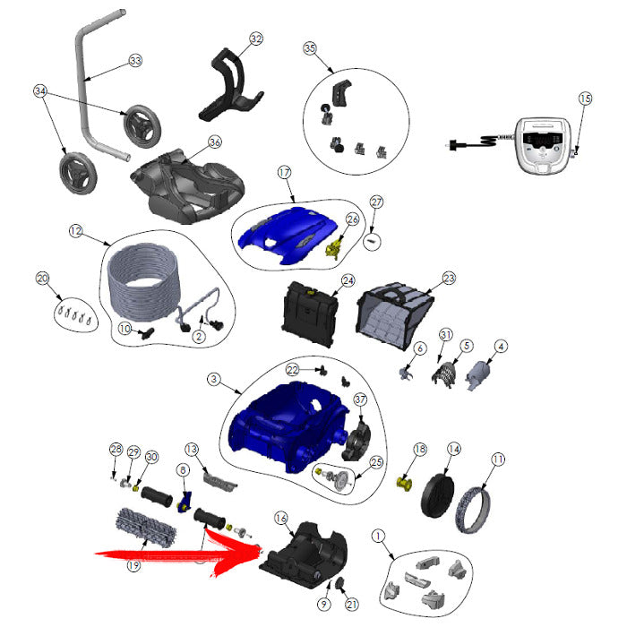Blocco motore per robot Zodiac Vortex 3 4WD / RV 5400 - esploso
