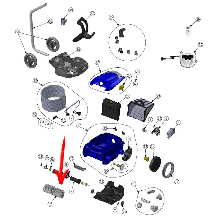 Zodiac R0638800 - Spazzola corta a lamelle in pvc per Vortex / RV - esploso