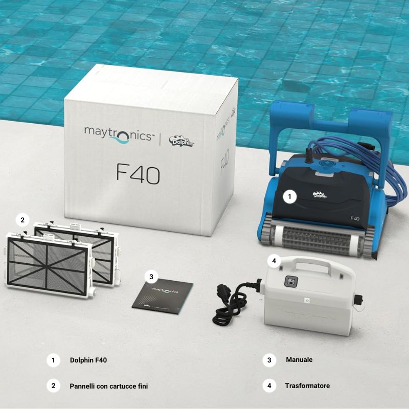 Robot piscina Dolphin F40 Maytronics - contenuto della scatola