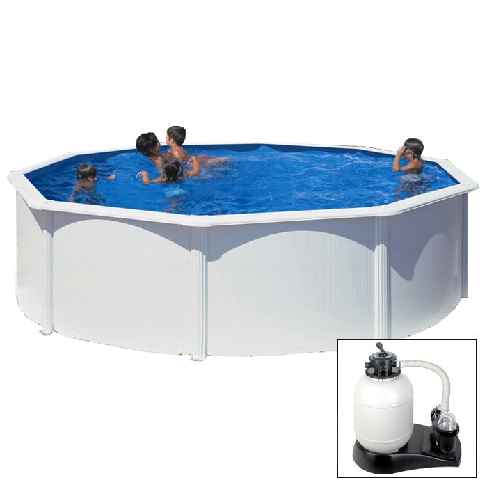FIDJI - Ø 350 x h120 cm - filtro SABBIA - piscina fuoriterra rigida in acciaio colore bianco Dream Pool - Grè