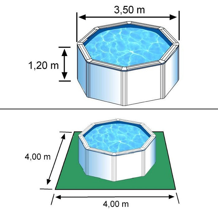 FIDJI - Ø 350 x h120 cm - filtro SABBIA - piscina fuoriterra rigida in acciaio colore bianco Dream Pool - Grè ingombri