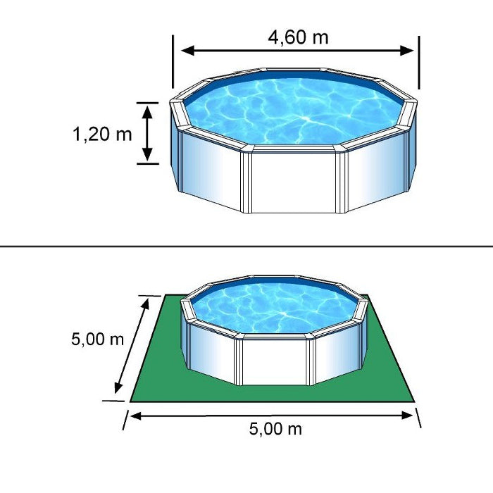 FIDJI - Ø 460 x h120 cm - filtro SABBIA - piscina fuoriterra rigida in acciaio colore bianco Dream Pool - Grè ingombro