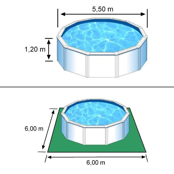 FIDJI - Ø 550 x h120 cm - filtro SABBIA - piscina fuoriterra rigida in acciaio colore bianco Dream Pool - Grè ingombri