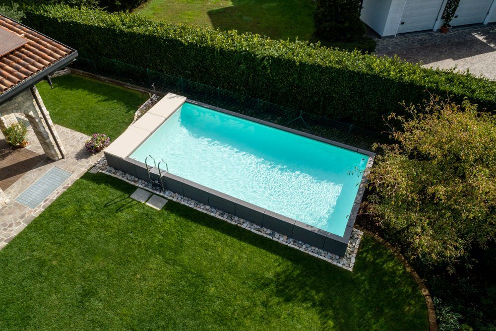 Piscina semi interrata Laghetto Divina 3 x 7 m | Filtro a sabbia 10 mc nel tuo giardino