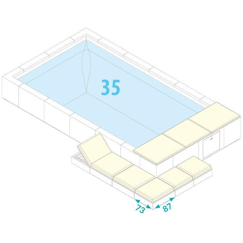 Piscina semi interrata Laghetto Divina 3 x 7 m | Filtro a sabbia 10 mc esempio living