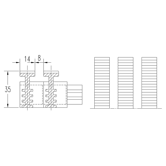 Griglia curvabile modello AG/C/35 Patentverwag disegno tecnico