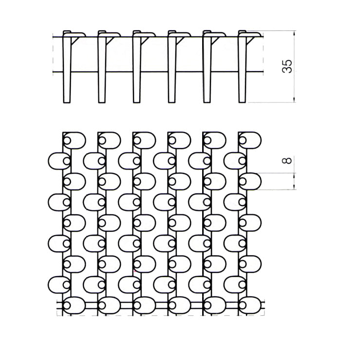 Griglia rettilinea arrotolabile modello ES/25 prezzo al m Patentverwag disegno tecnico