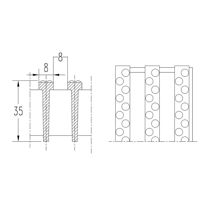 Griglia rettilinea rigida modello AZ (prezzo al m) Patentverwag disegno tecnico