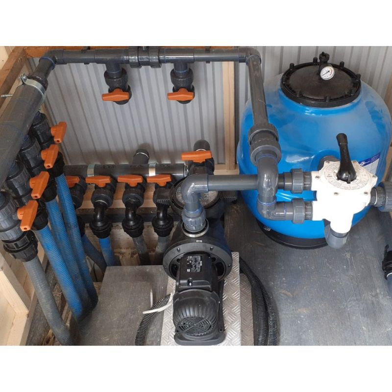 Impianto di filtrazione completo da 22 mc/h pompa DAB Euroswim 1,5 HP su basamento
