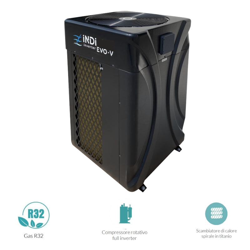 Caratteristiche pompa di calore Indi Evo V 50 per piscina fino a 80 mc d'acqua