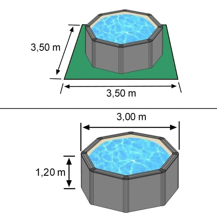Piscina fuoriterra Grè FINLANDIA, fantasia Nordic ø 300 X H 120, filtro SABBIA misure